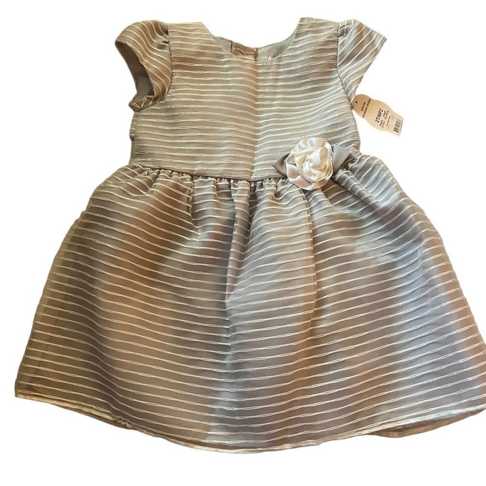 Little Girl’s Sz 2T Special Occassion Dress Gray White Glitter Christmas Party